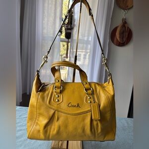 Coach Ashley Mustard Leather Shoulder Bag F19247